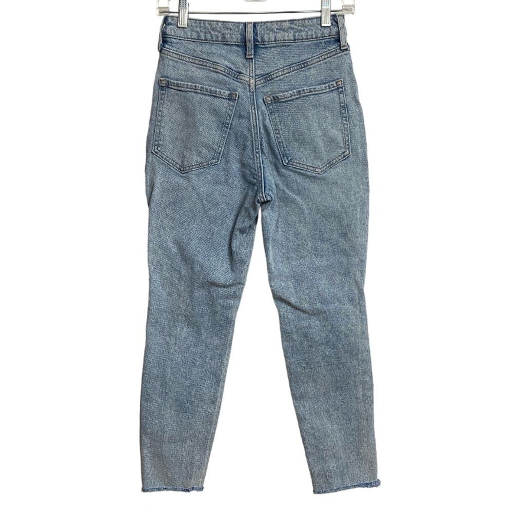 Old Navy Womens Higher High Rise OG Straight Jeans 0P Light Wash Distress Ripped - Picture 7 of 12